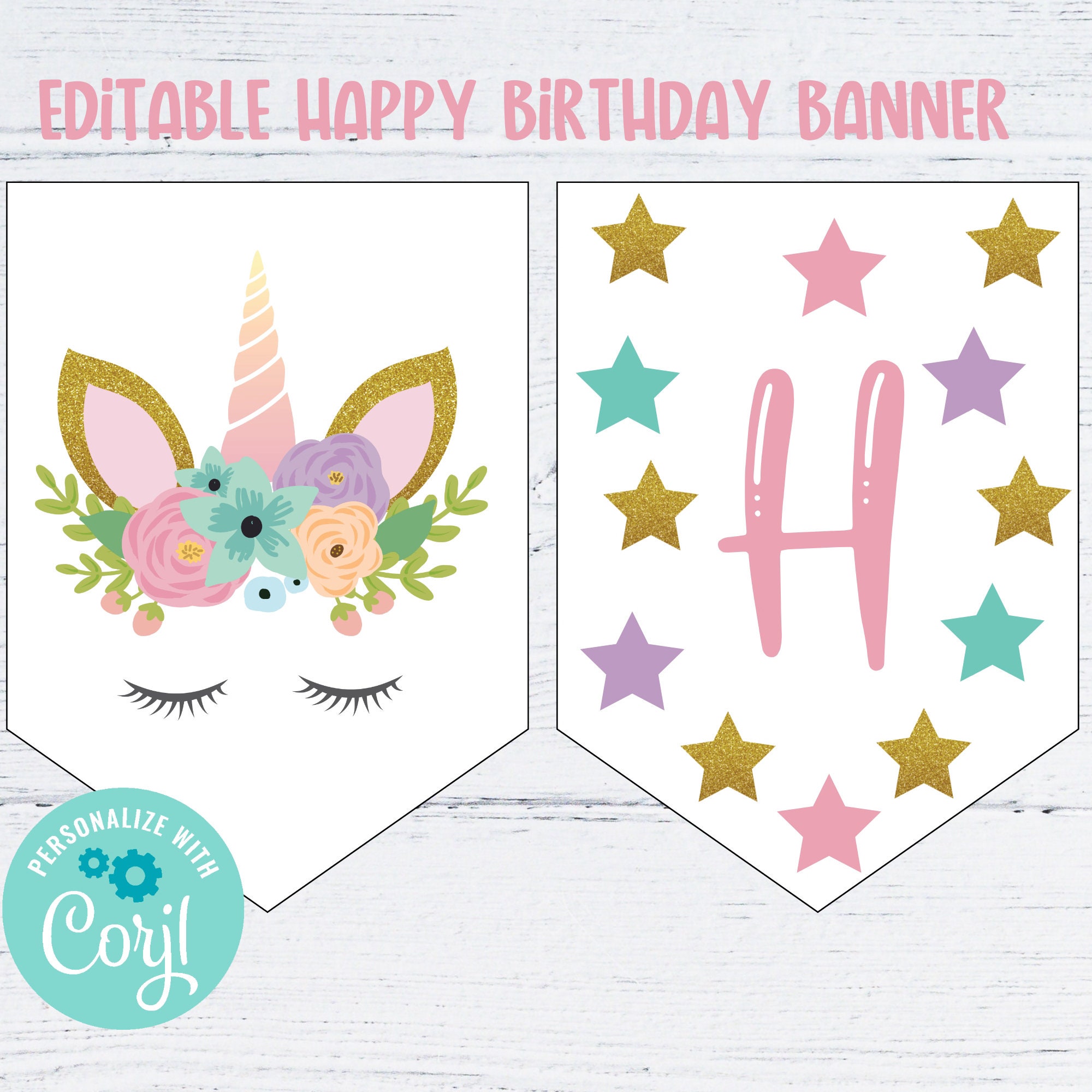 Editable Unicorn Birthday Banner Printable Unicorn Birthday - Etsy Australia