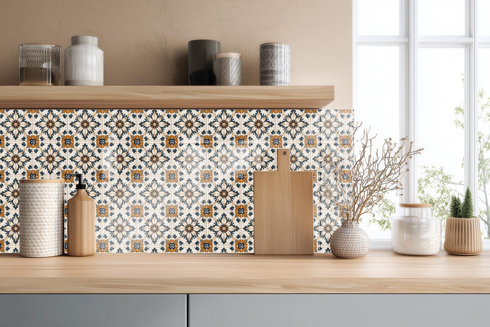 Rustic Spanish Style Ceramic Tile: Mediterranean Kitchen Bathroom ...