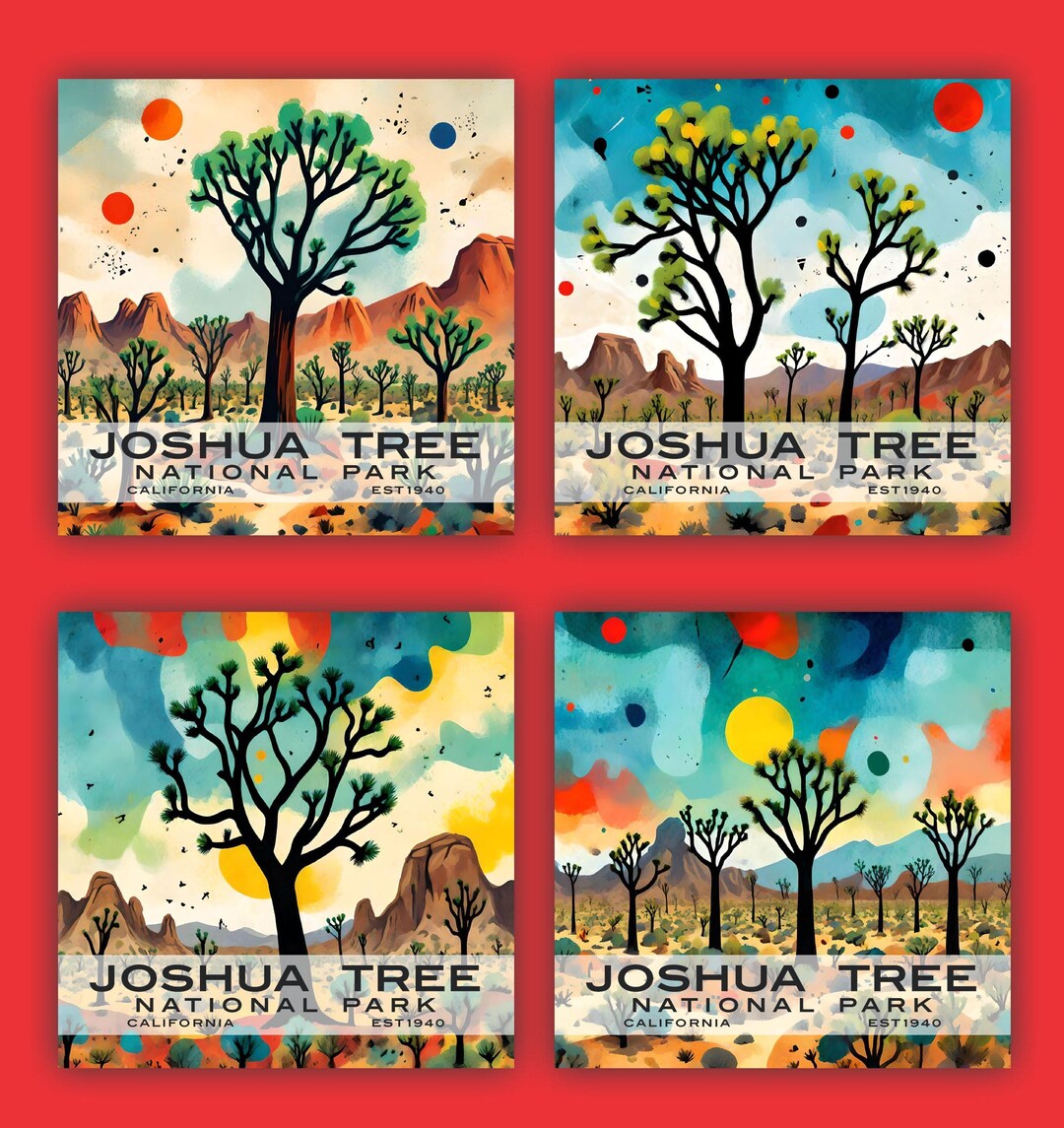 Abstract Joshua Tree Joshua Tree National Park Coaster Set: Abstract Ceramic Tile Art - Etsy