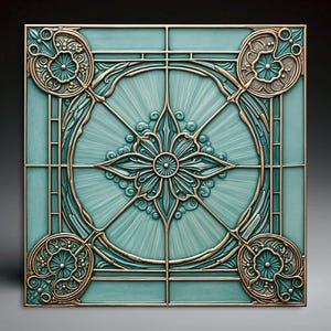 Ceramic Tile Colorful Art Nouveau Tile Wedding l Birthday l Holiday Gift | Handcrafted Ceramic Art | Gift | Wall Art | Coasters | Tile #17
