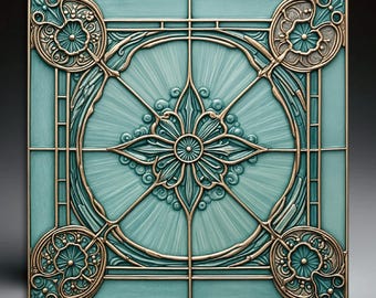 Handcrafted Art Nouveau Ceramic Tile: Decorative Wall Art
