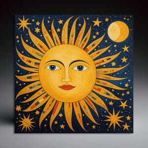 Celestial Art | Sun Art | Ceramic Tile | Colorful Tile | Handcrafted Ceramic Art | Gift | Wall Art | Coasters | Tabletop Art