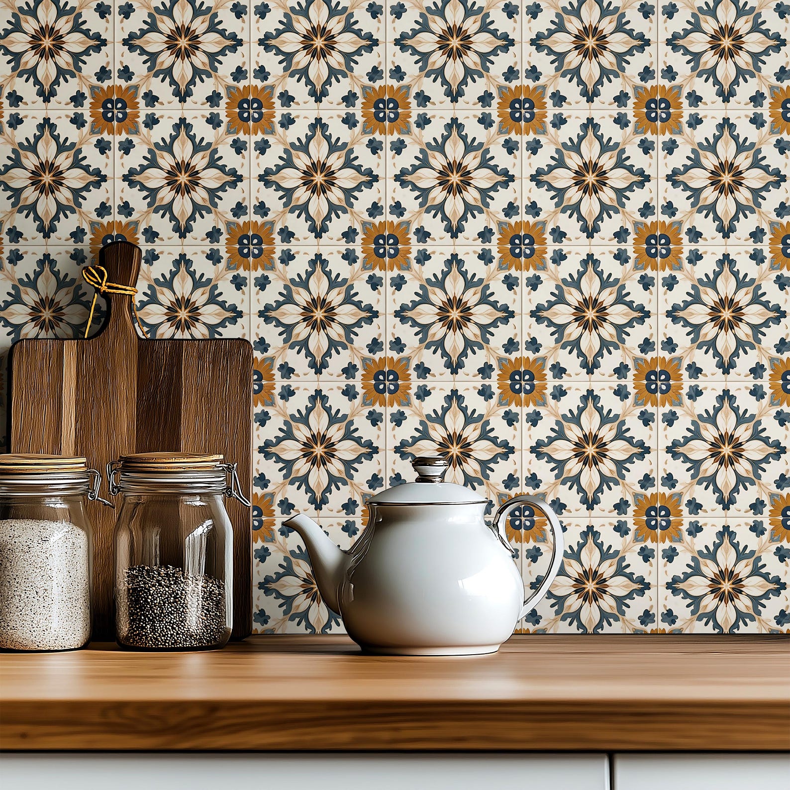 Rustic Spanish Style Ceramic Tile: Mediterranean Kitchen Bathroom ...