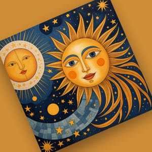 Celestial Art | Sun Art | Ceramic Tile | Colorful Tile | Handcrafted Ceramic Art | Gift | Wall Art | Coasters | Tabletop Art
