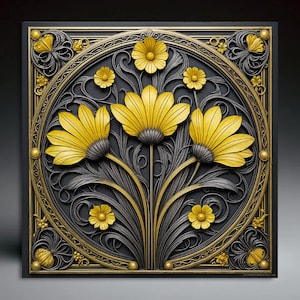 Ceramic Tile Colorful Art Nouveau Tile Wedding l Birthday l Holiday Gift | Handcrafted Ceramic Art | Gift | Wall Art | Coasters | Tile #15