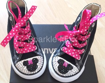Les enfants rose Minnie Mouse haute Top cristal Converse Les enfants rose Minnie Mouse haute Top cristal Converse