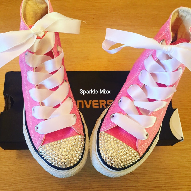 pink converse with ribbon laces