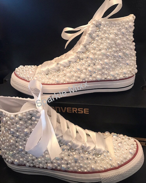 converse with crystals and ribbon laces