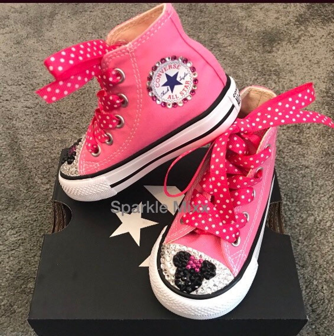 Girls Minnie Mouse Converse Pink High Top Converse Minnie