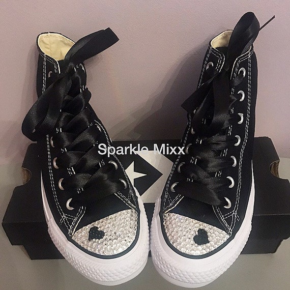 Heart Converse High Tops Black Wedding High - Etsy