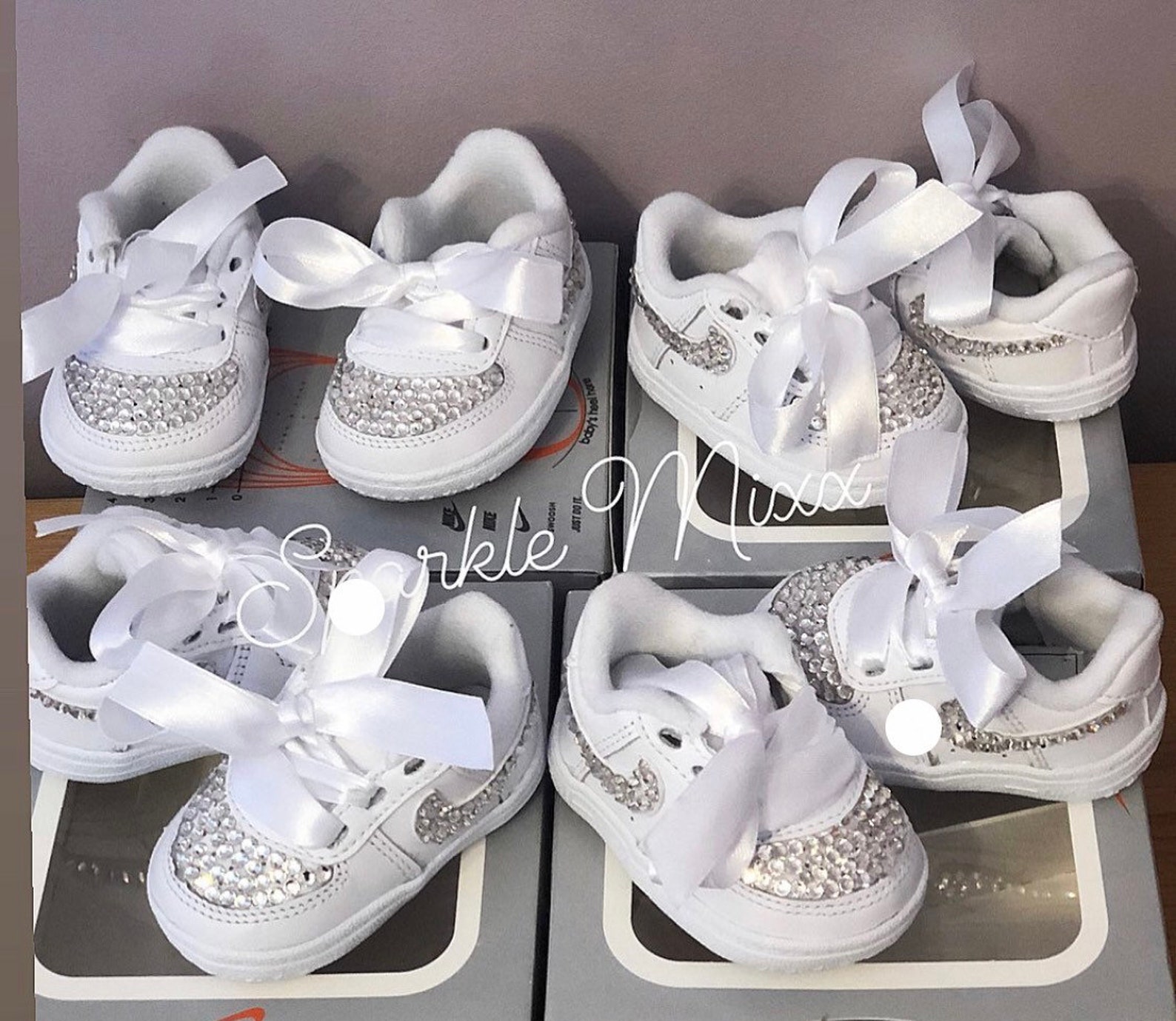Baby Crib Crystal diamantÃ© Nike Air Force 1s Baby Nike | Etsy