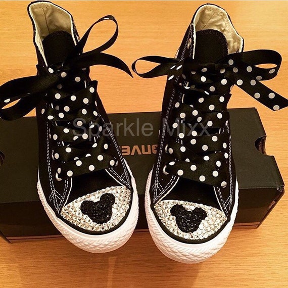 Mickey Shoes for Woman, Black Converse Bling Sneakers, Disney Converse High  Tops Women, Mickey Mouse Gifts for Women Converse High Top 