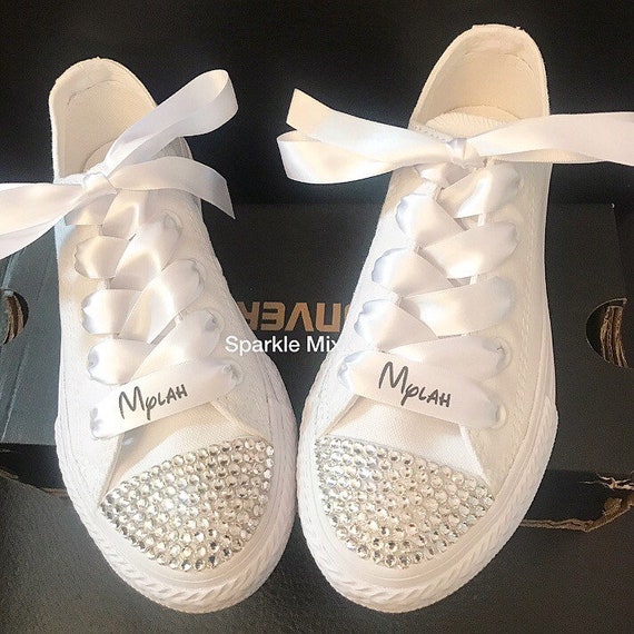 converse with crystals and ribbon laces