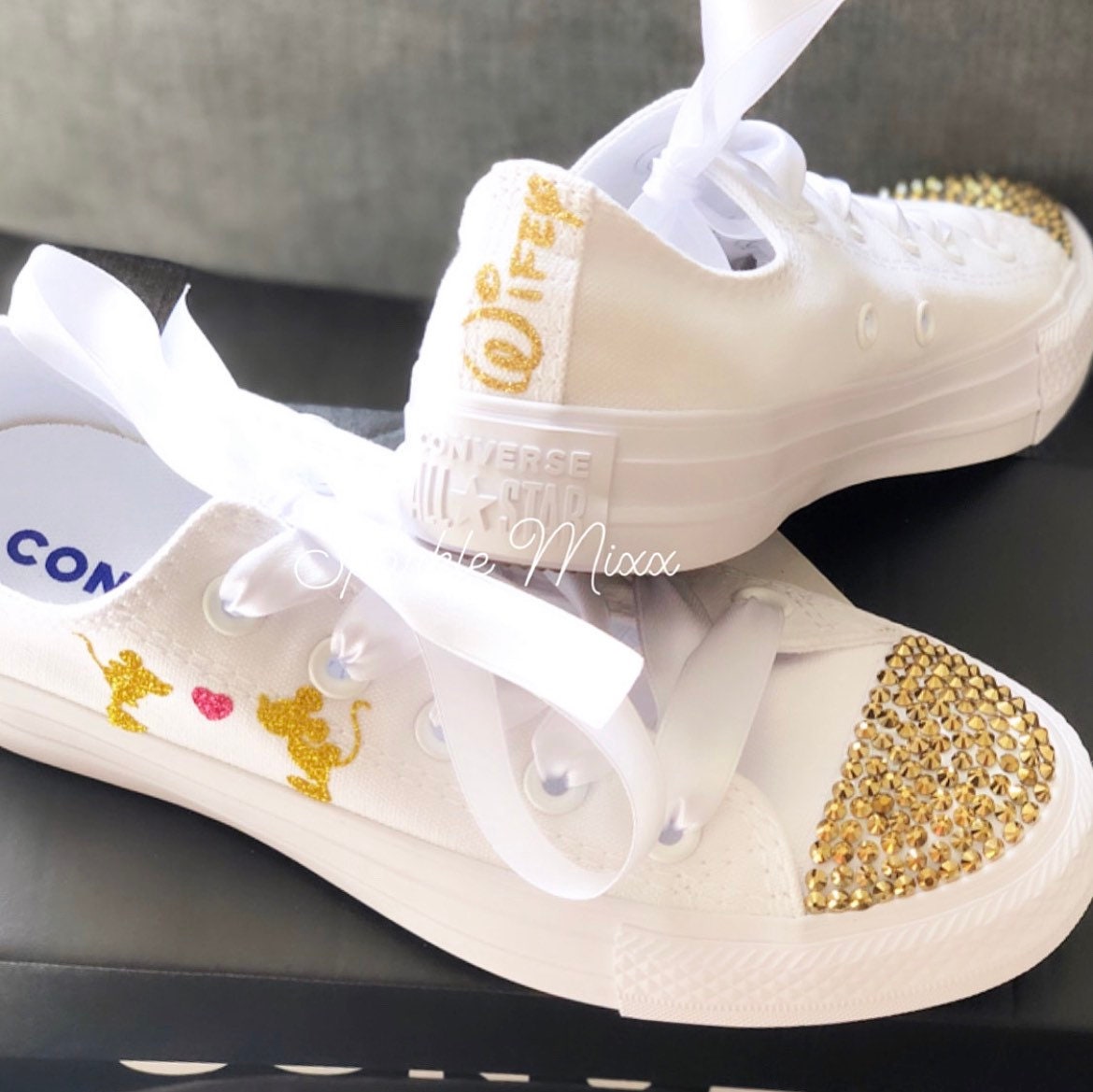Disney Wedding Shoes Converse White Converse With Kissing Minnie