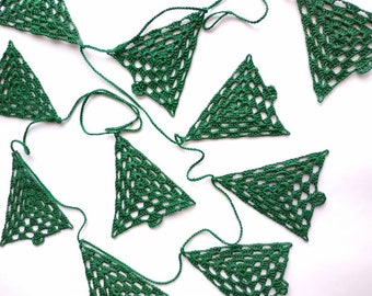 Crochet Christmas Tree Garland, Greenery Garland, Christmas decorations for wall, windows, baby room