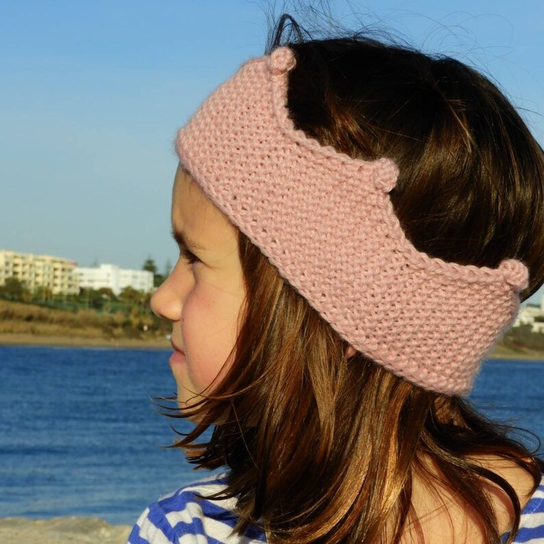 Knitted headband crown, Winter ear warmers, Mommy and me, Gift Girlfriend , Knit hairband soft pink