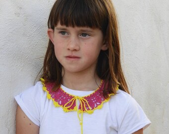 Pink Crochet Removable Collar - Cotton Crochet Neckband - Dickey Collar - Peter Pan Lace Collar - Party Clothes for Girls