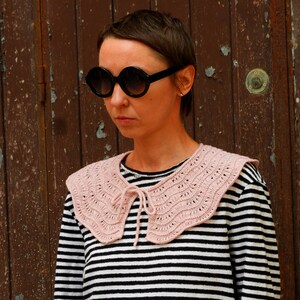 Detachable knitted collar, Collar Peter Pan, Wool lace collar, Vintage style collar, Clothing for special occasions image 2