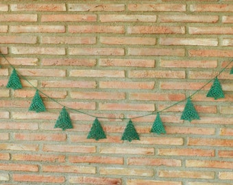 Greenery Garland, Crochet Christmas Tree Garland, Cottagecore decor, Christmas decorations for wall, windows, baby room