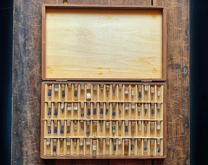 Antique Watchmakers Box, Watch Parts Storage Case and 72 Glass Vials Etsy