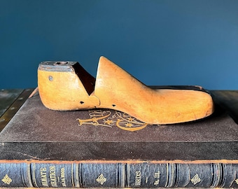 Vintage Wooden Shoe Last, Krentler Bros. England Cobbler’s Shoe Form, 1940’s Industrial Shoe Mold