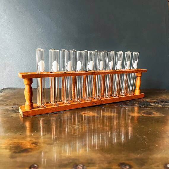 Vintage Test Tube Rack With Twenty Test Tubes Lab Rack Etsy