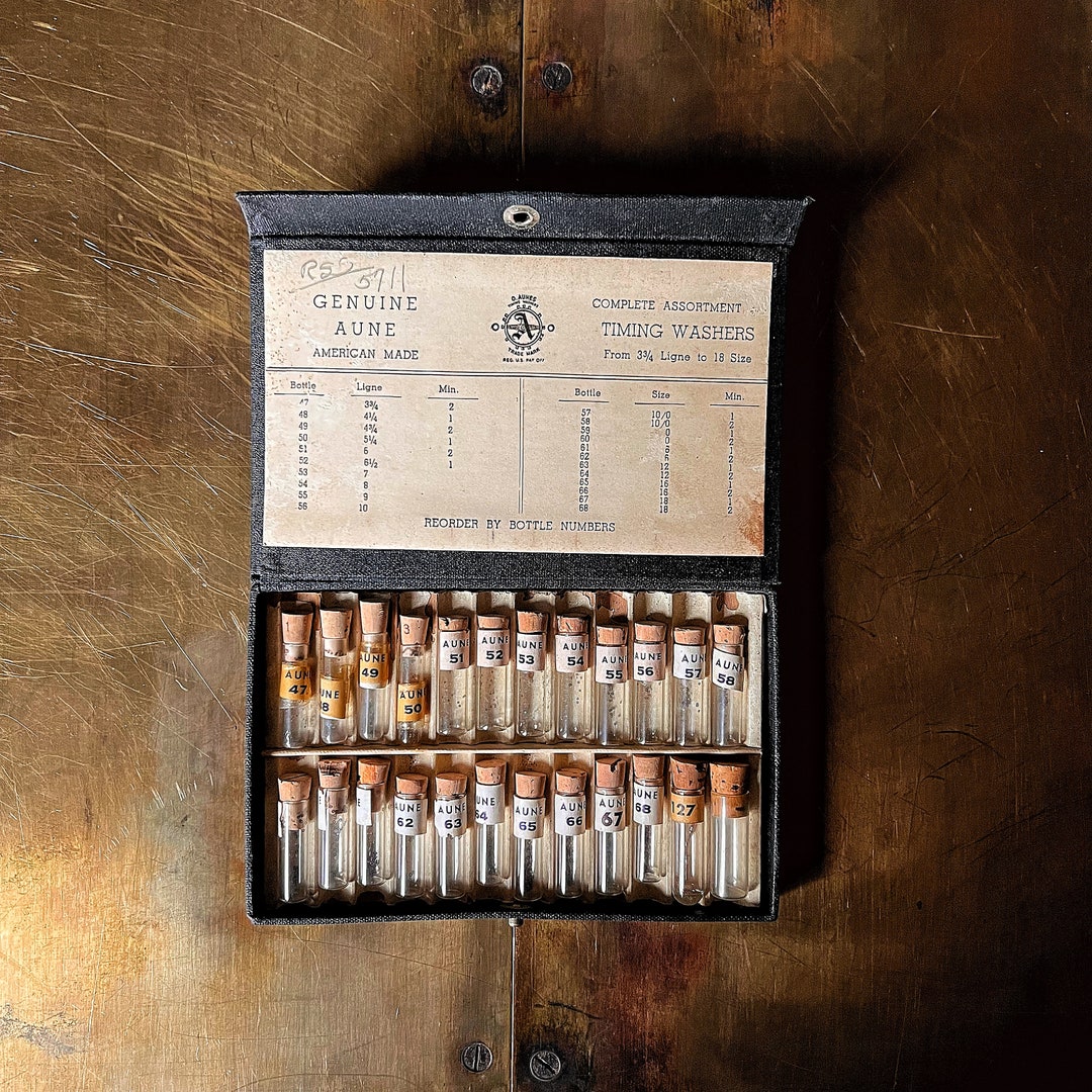 Antique Watchmakers Box, Watch Parts Storage Case and 24 Glass Vials Etsy