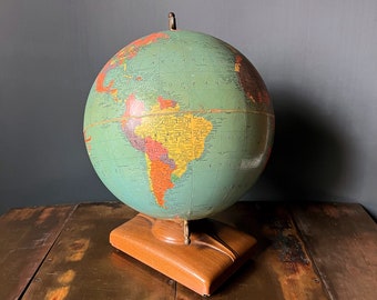 Vintage Replogle 12 inch Reference Globe, Mid Century World Globe