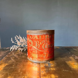 Antique Biscuit Tin, Laurel Butter Crackers Advertising Tin, Dayton Biscuit Company Tin