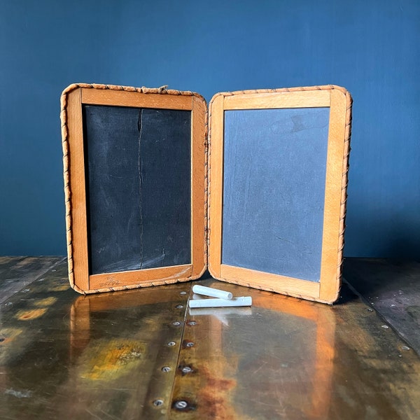 Antique School Slate, Double Sided Schoolhouse Chalkboard Writing Tablet