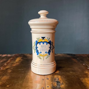 Large Vintage Porcelain Apothecary Jar, Midcentury Blair Pharmacy Display