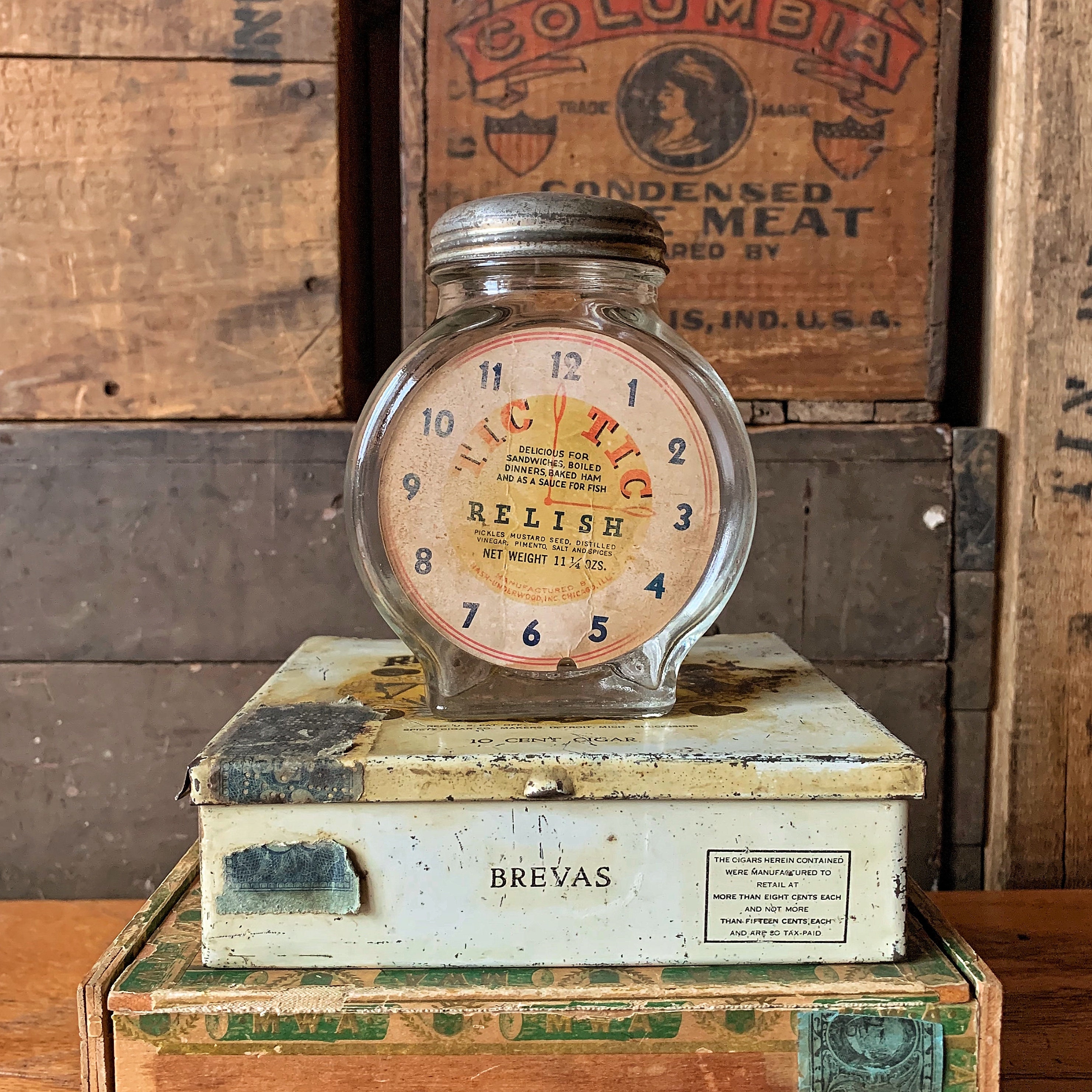 Vintage Clock Shaped Glass Jar Tic Tic Relish Jar Etsy