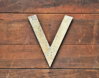 Vintage métal lettre V, Marquee lettre V, lettre métal industriel, signe, lettre mariage