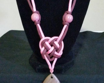 Pink and Maroon with Stone Pendant