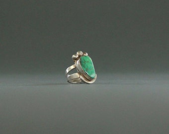 Freeform Turquoise and Silver Ring