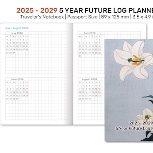 5年プランナー フューチャーログ パスポート 2025 - 2029 グリッド トラベラーズノート 印刷可能なプランナー インサート リフィル ミニマリスト 機能的 TN | DPP22-002