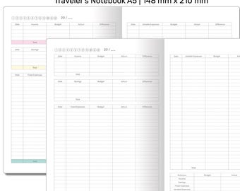 TN A5 Monthly Budget Insert, Printable Traveler's Notebook Refill, Personal Finance Tracker - Income,  Savings Log