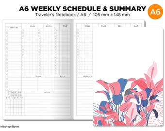 TN A6 Weekly Schedule & Summary Weekly Vertical Traveler's Notebook