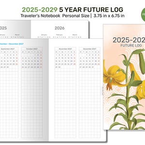 TN パーソナル 5 年プランナー 2025 - 2029 FUTURE ログ 縦型 グリッド トラベラーズノート用