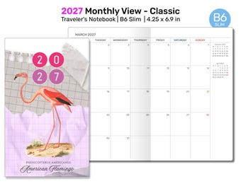 2027 Monthly Planner for TN B6 SLIM Traveler's Notebook - Minimalist Printable Insert - DB6SL002-2027