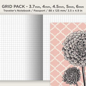Traveler's Notebook Printable Passport Size Classic Grid Lines Grid SET ...