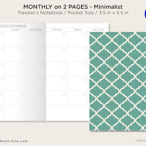 TN POCKET Monthly View Travelers Notebook Minimalist Printable Insert | Condensed Weekend