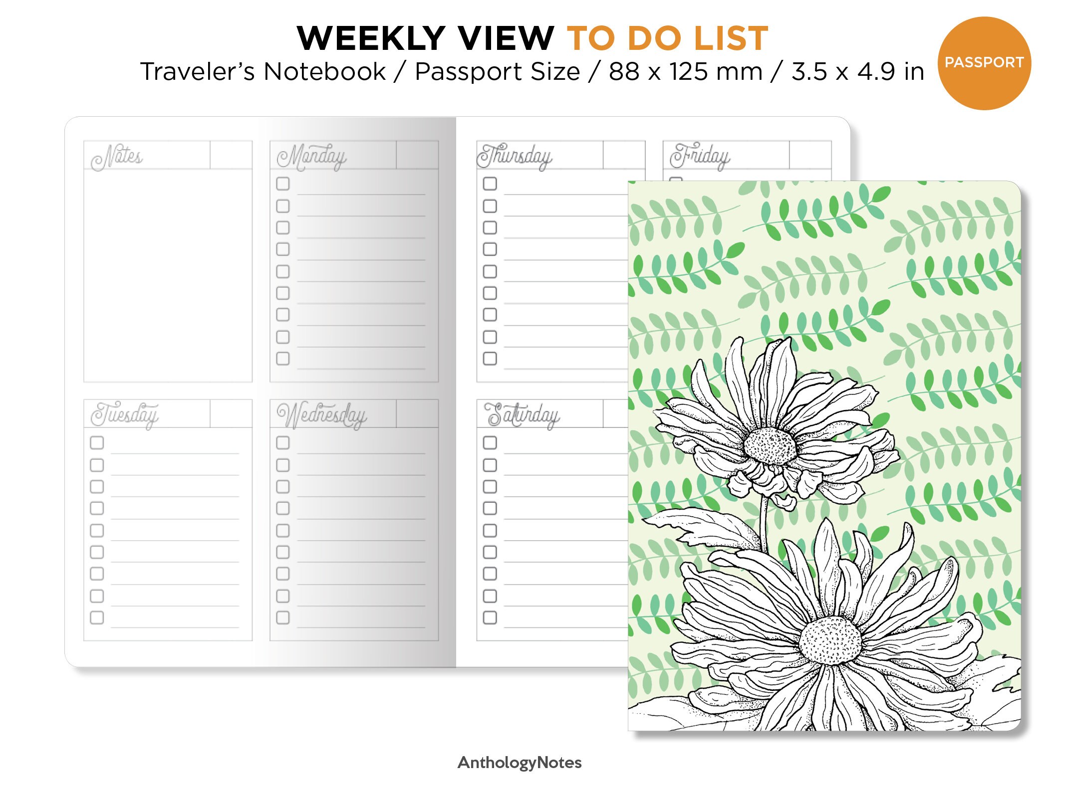 TN PASSPORT Weekly To-do List Printable Refill Insert Traveler's ...