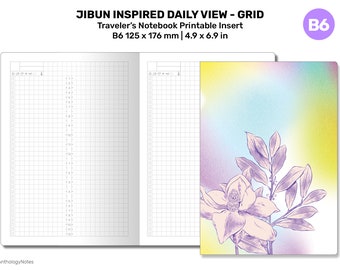 B6 Daily JIBUN-Inspired Printable Traveler's Notebook Insert Minimalist GRID B6033