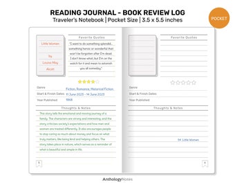 READING Journal TN POCKET Printable Refill Insert for Traveler's Notebook - Book Review Log