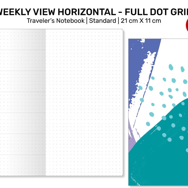 TN WEEKLY View Horizontal Full DOT Grid - Wo2P Printable Traveler's Notebook Insert