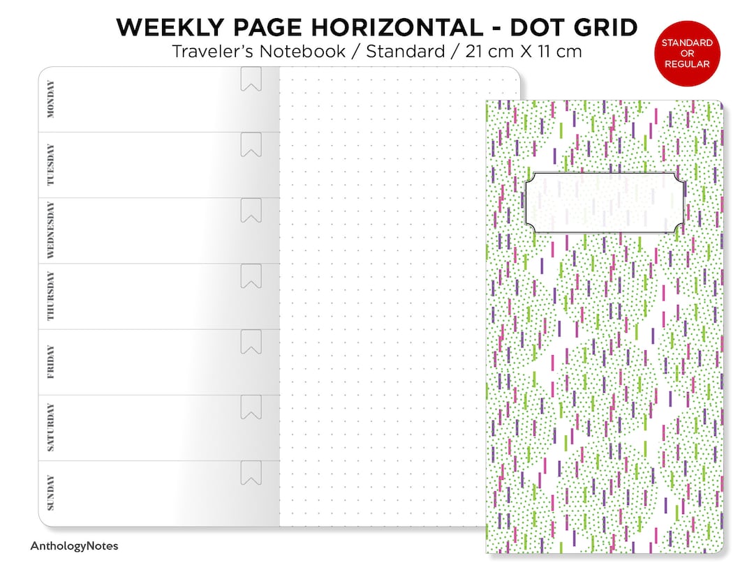 Weekly View Dot Grid Page, Wo1p - Traveler's Notebook Printable Insert ...