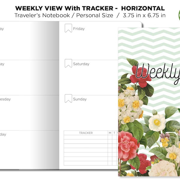PERSONAL Weekly Horizontal with TRACKER TN Insert Printable Traveler's Notebook