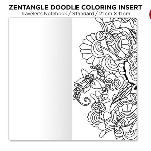 Zen MANDALA Doodles COLORING Activity TN Insert Standard Size Traveler's Notebook image 5