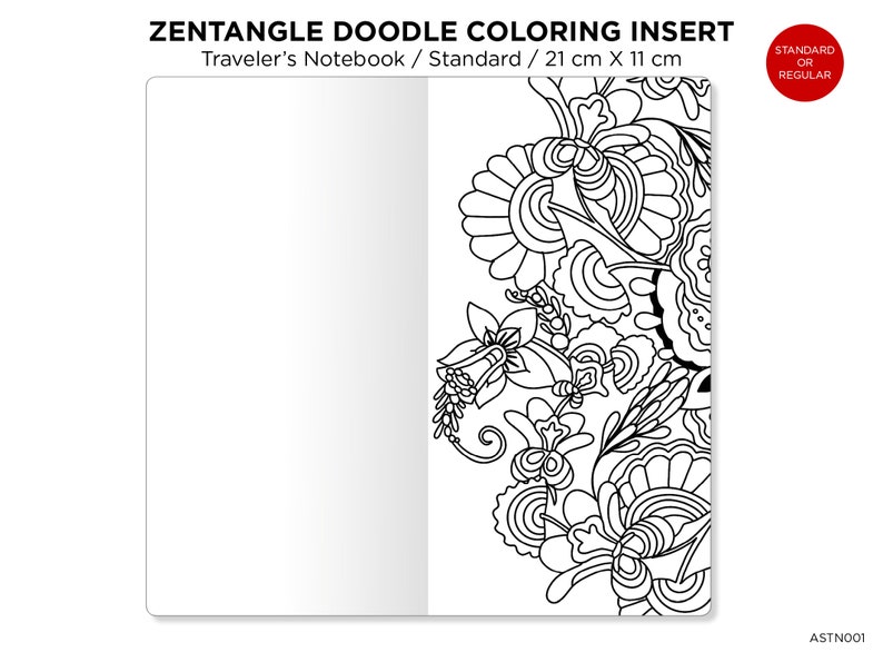 Zen MANDALA Doodles COLORING Activity TN Insert Standard Size Traveler's Notebook image 5